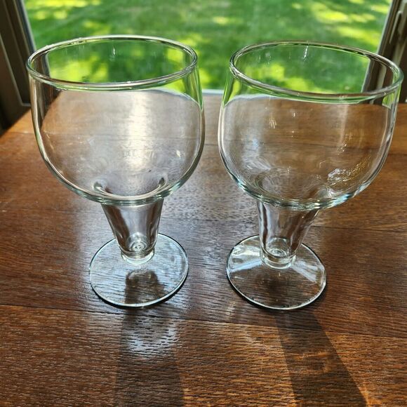 Vintage 16oz Hollow Stem Beer Glasses Mid Century Barware Set Of 2 - Picture 1 of 8